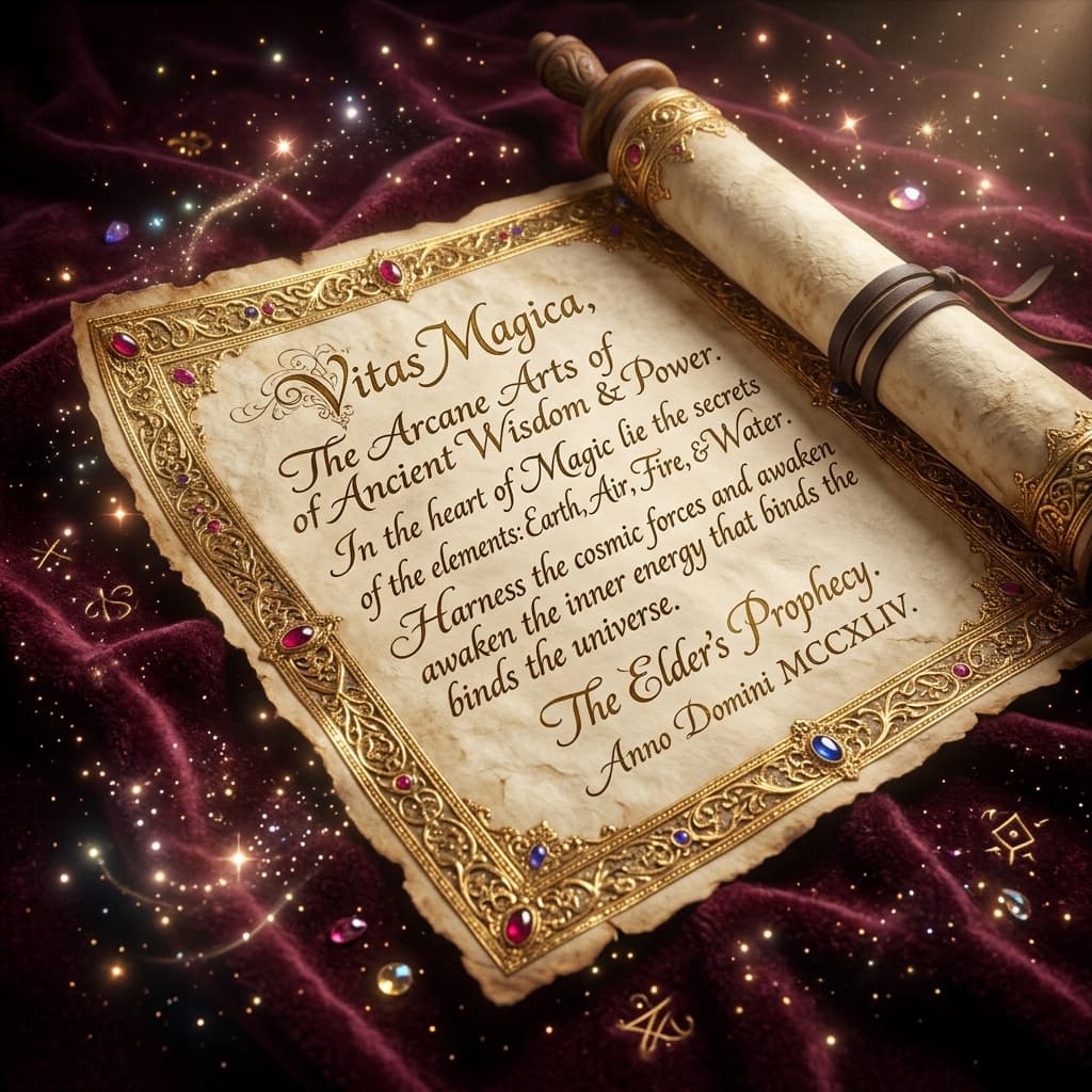 Gold-trimmed Living Scroll biography preview